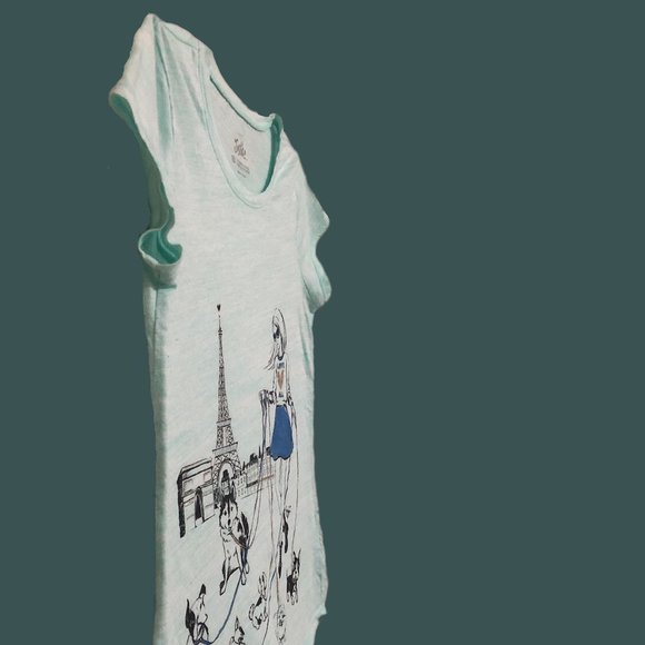 Girls Short Sleeve Shirt, Medium, Printed Light Green, Age 8-10 - Picture 4 of 5